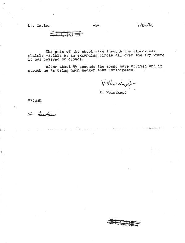 Trinity Test, July 16, 1945, Eyewitness Accounts - Victor Weisskopf, page 2